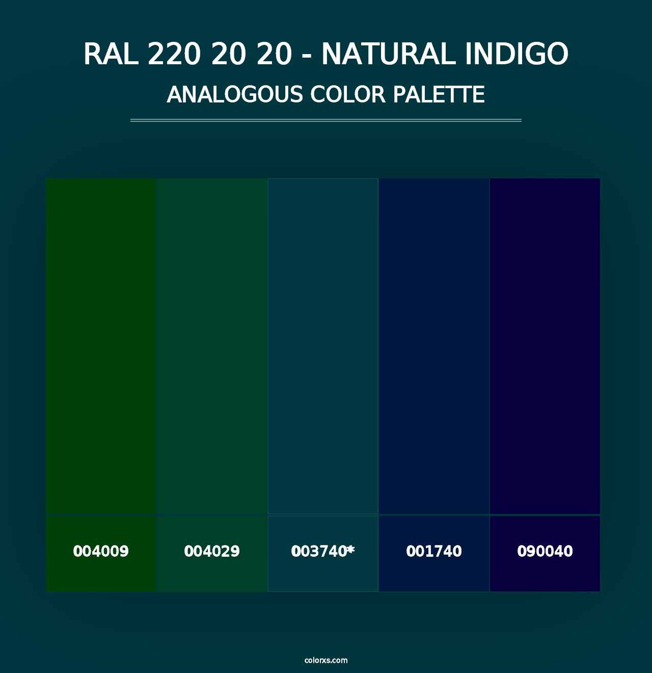 RAL 220 20 20 - Natural Indigo - Analogous Color Palette