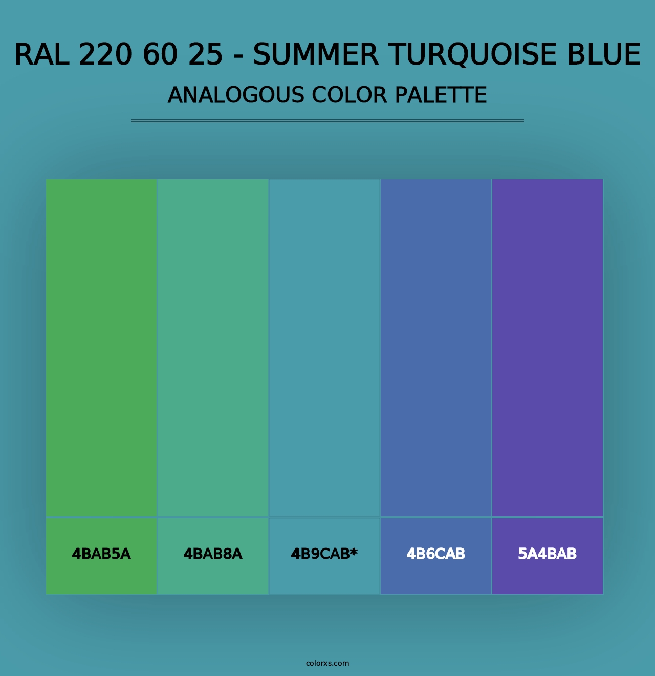 RAL 220 60 25 - Summer Turquoise Blue - Analogous Color Palette