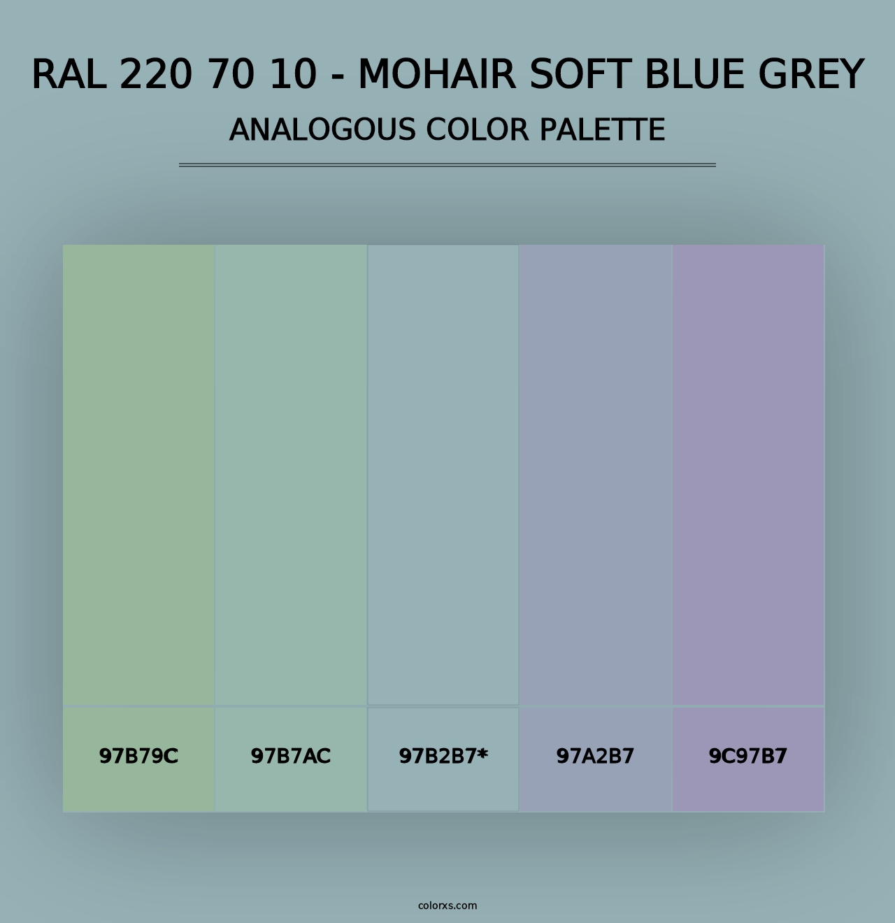 RAL 220 70 10 - Mohair Soft Blue Grey - Analogous Color Palette