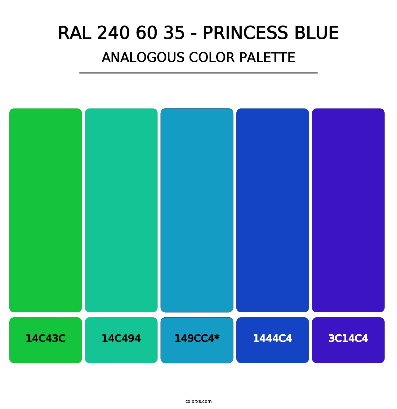 RAL 240 60 35 - Princess Blue - Analogous Color Palette