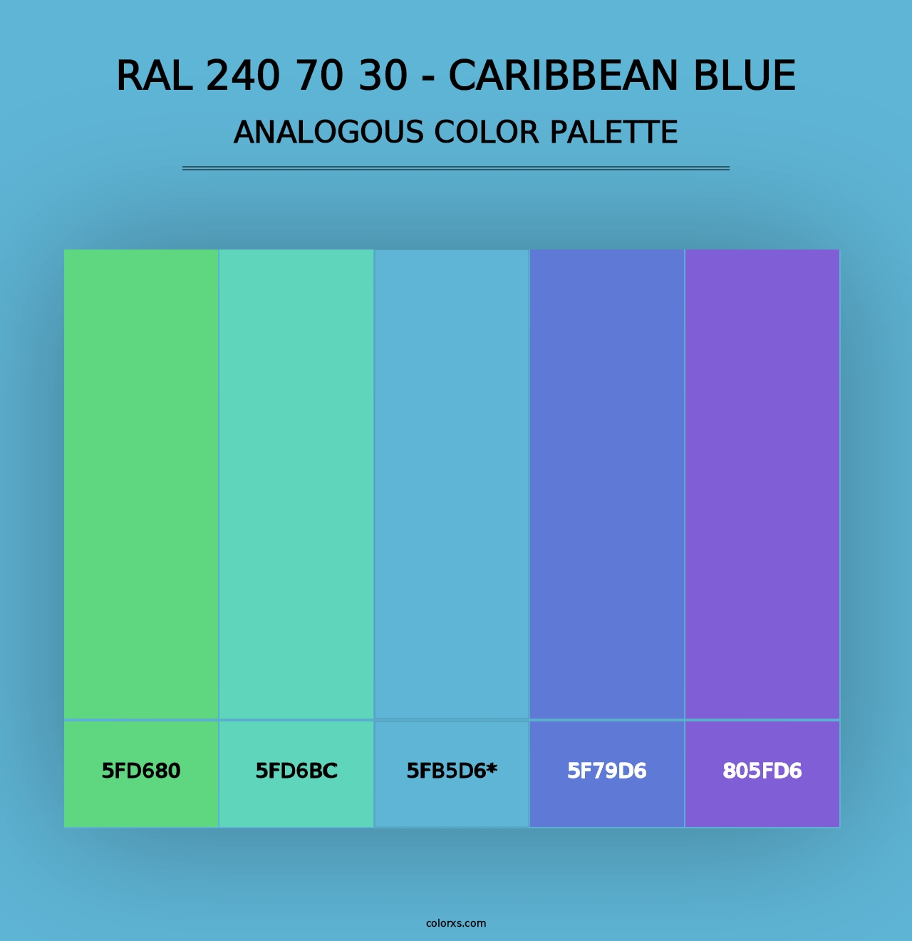 RAL 240 70 30 - Caribbean Blue - Analogous Color Palette