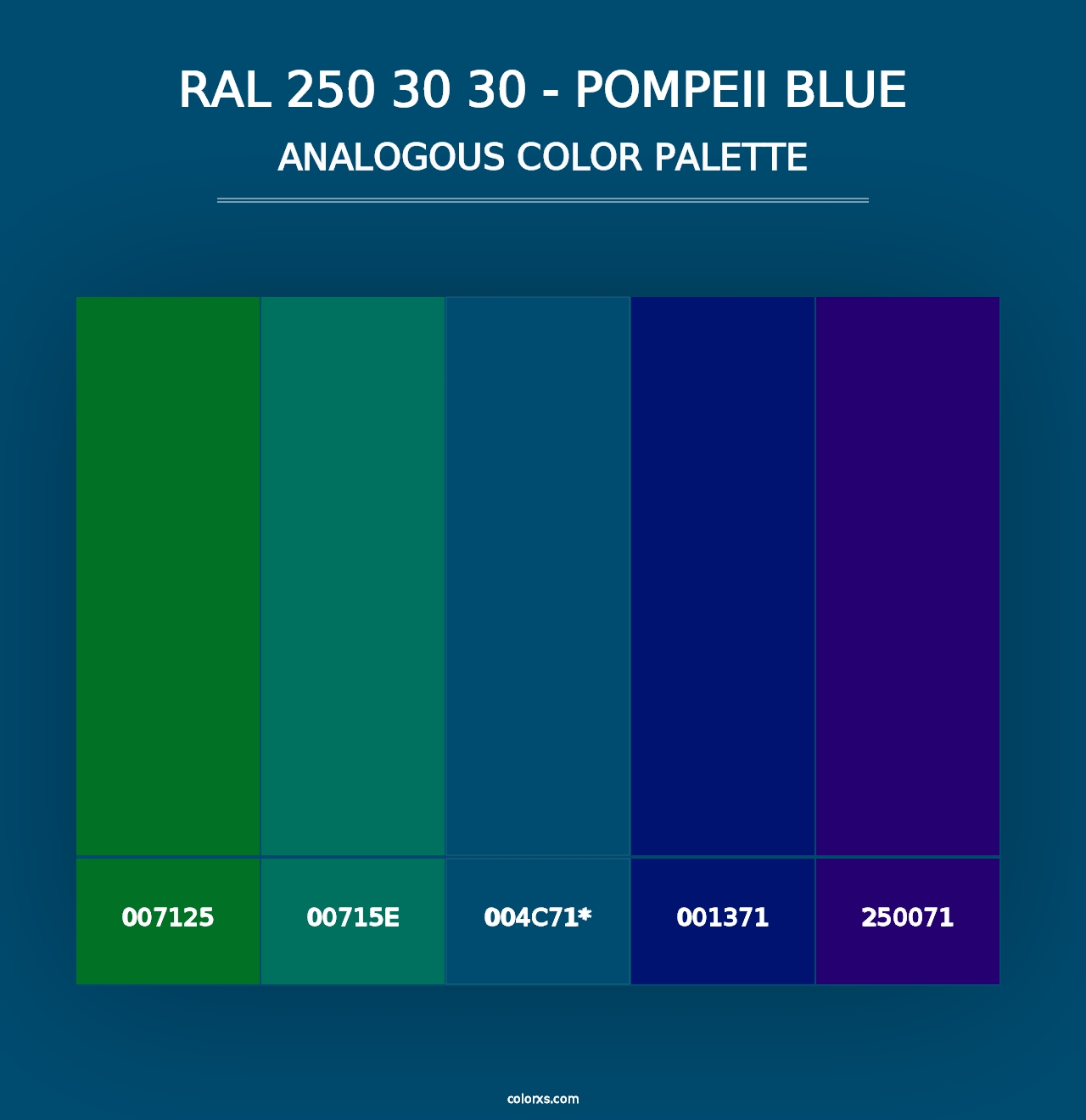 RAL 250 30 30 - Pompeii Blue - Analogous Color Palette