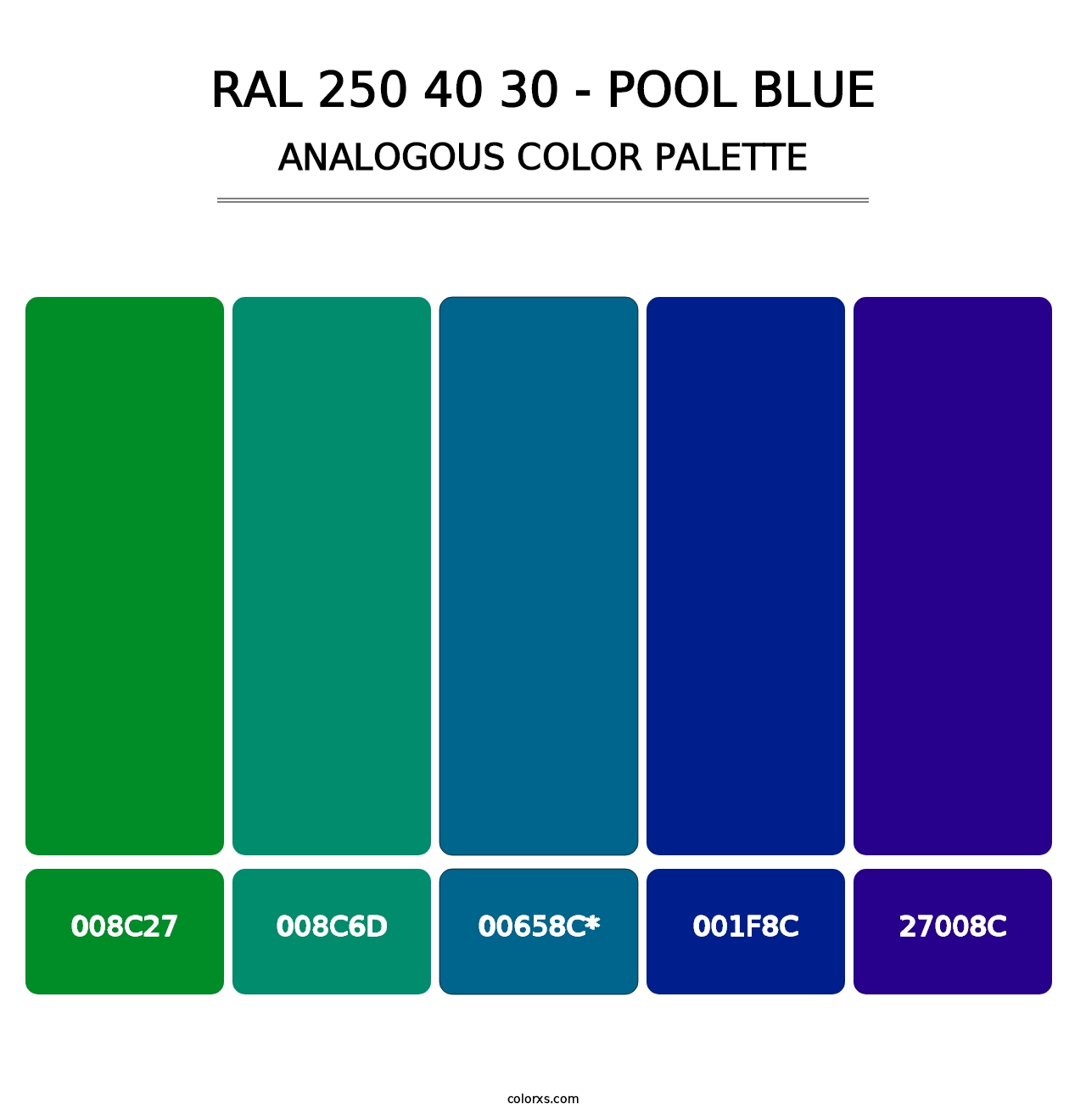 RAL 250 40 30 - Pool Blue - Analogous Color Palette