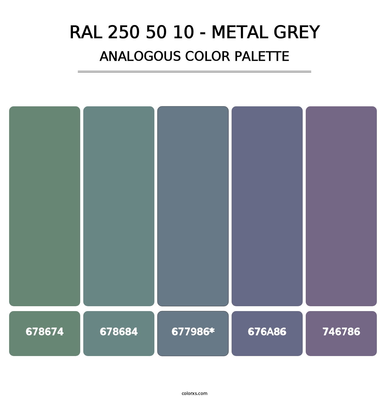 RAL 250 50 10 - Metal Grey - Analogous Color Palette