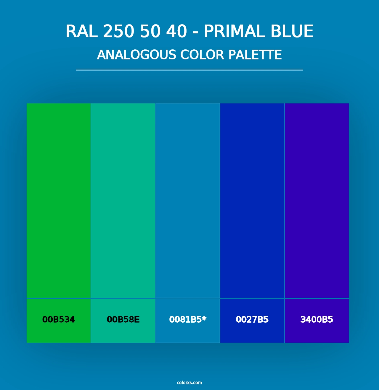 RAL 250 50 40 - Primal Blue - Analogous Color Palette