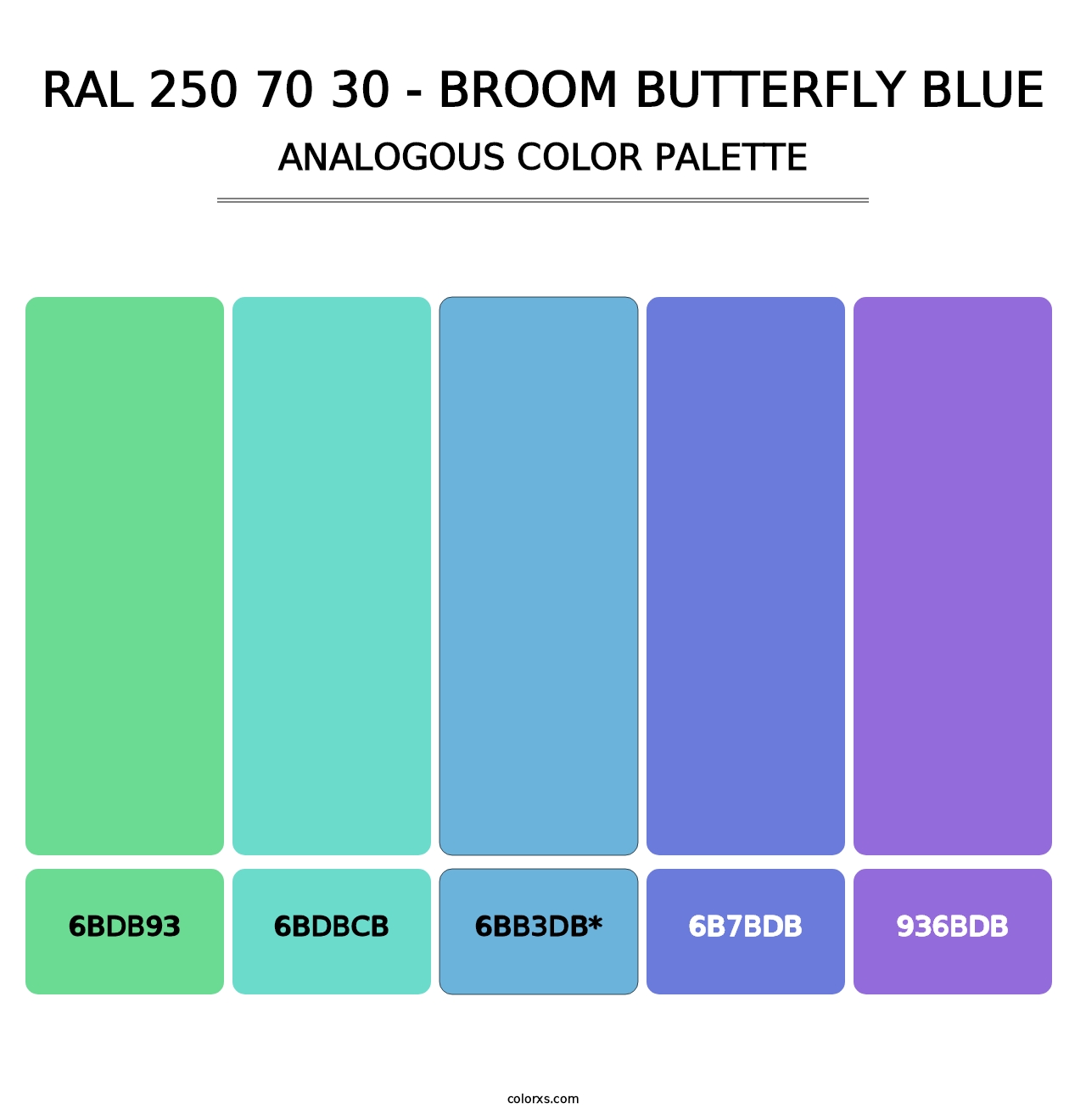 RAL 250 70 30 - Broom Butterfly Blue - Analogous Color Palette