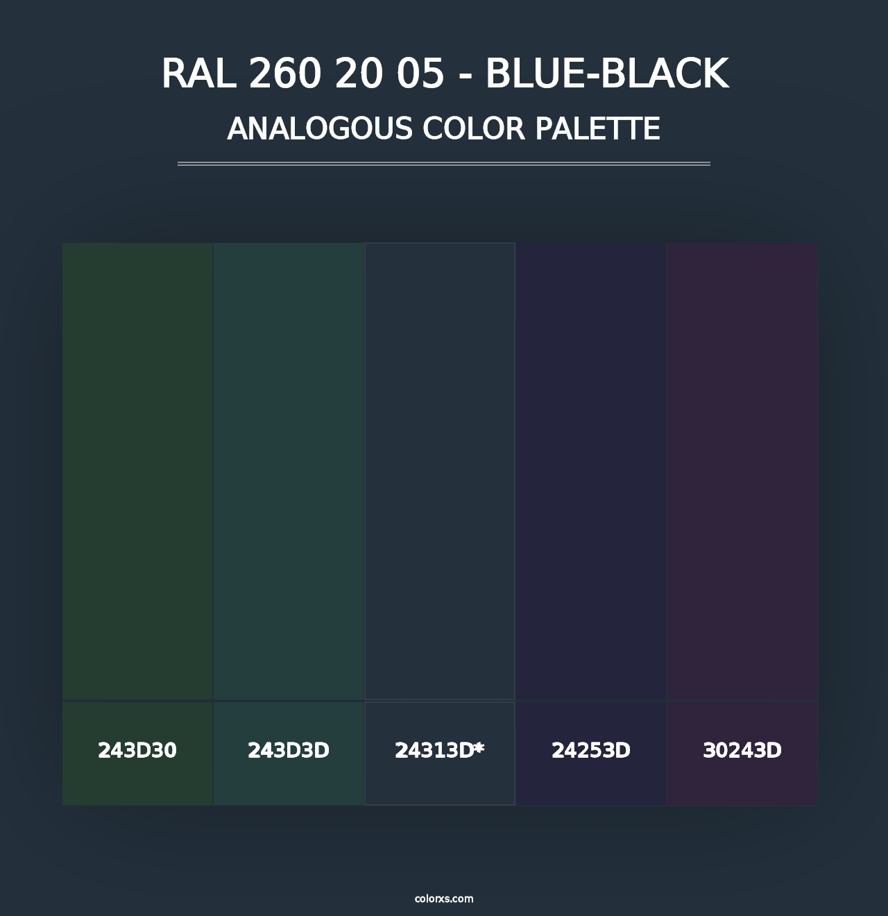 RAL 260 20 05 - Blue-Black - Analogous Color Palette