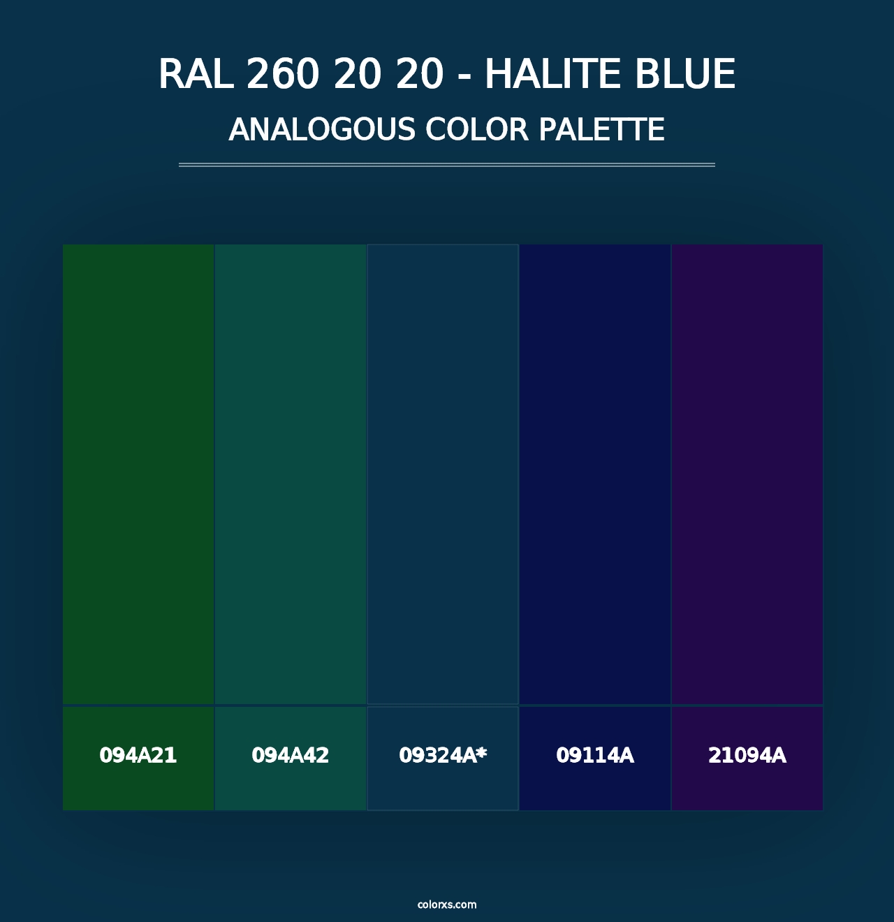 RAL 260 20 20 - Halite Blue - Analogous Color Palette