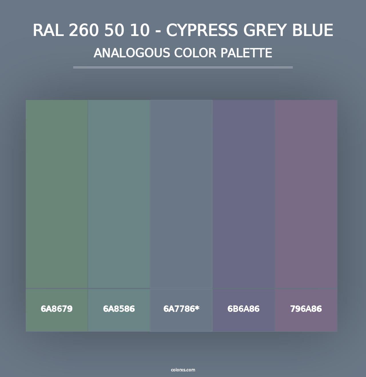 RAL 260 50 10 - Cypress Grey Blue - Analogous Color Palette