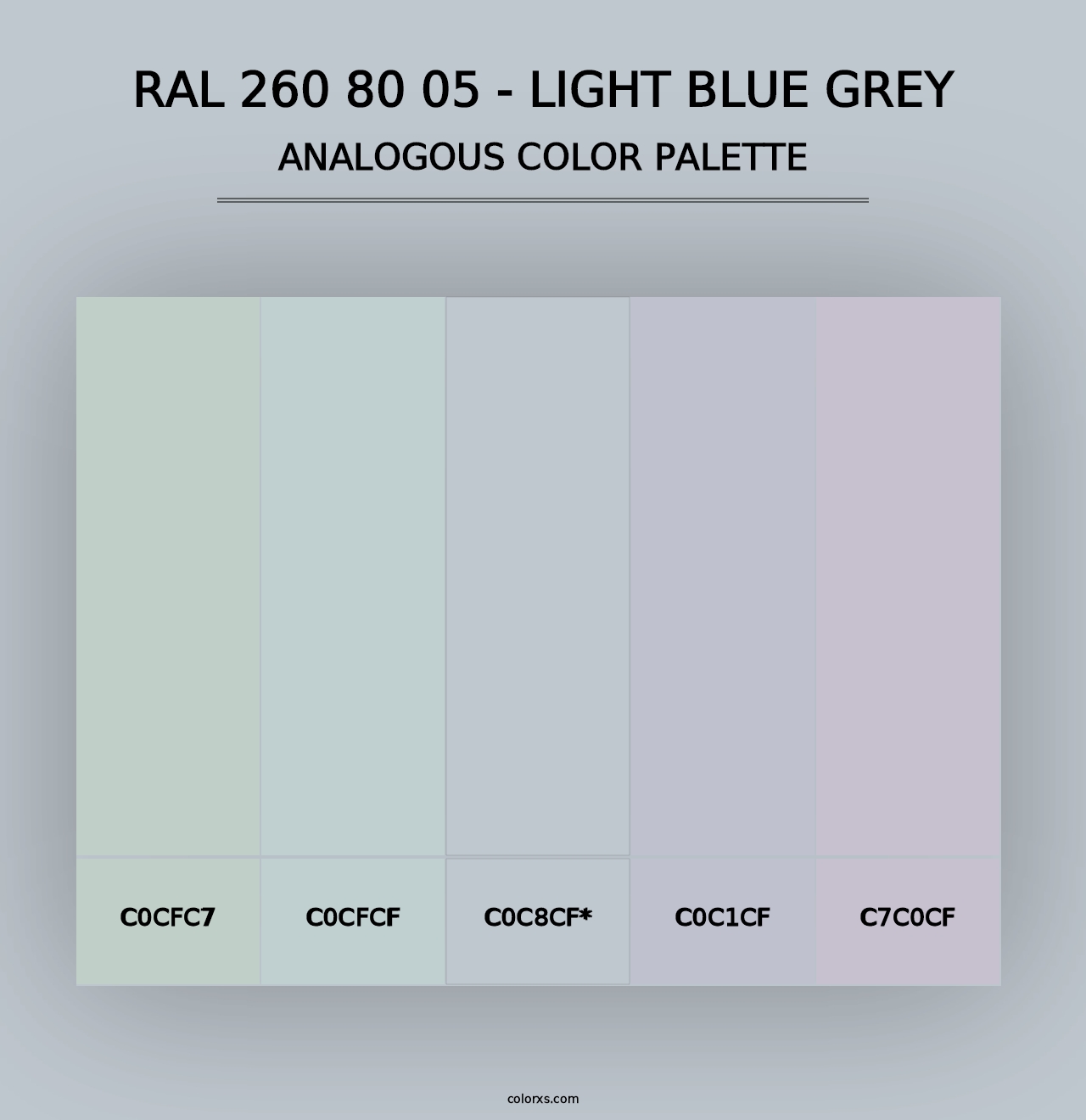 RAL 260 80 05 - Light Blue Grey - Analogous Color Palette