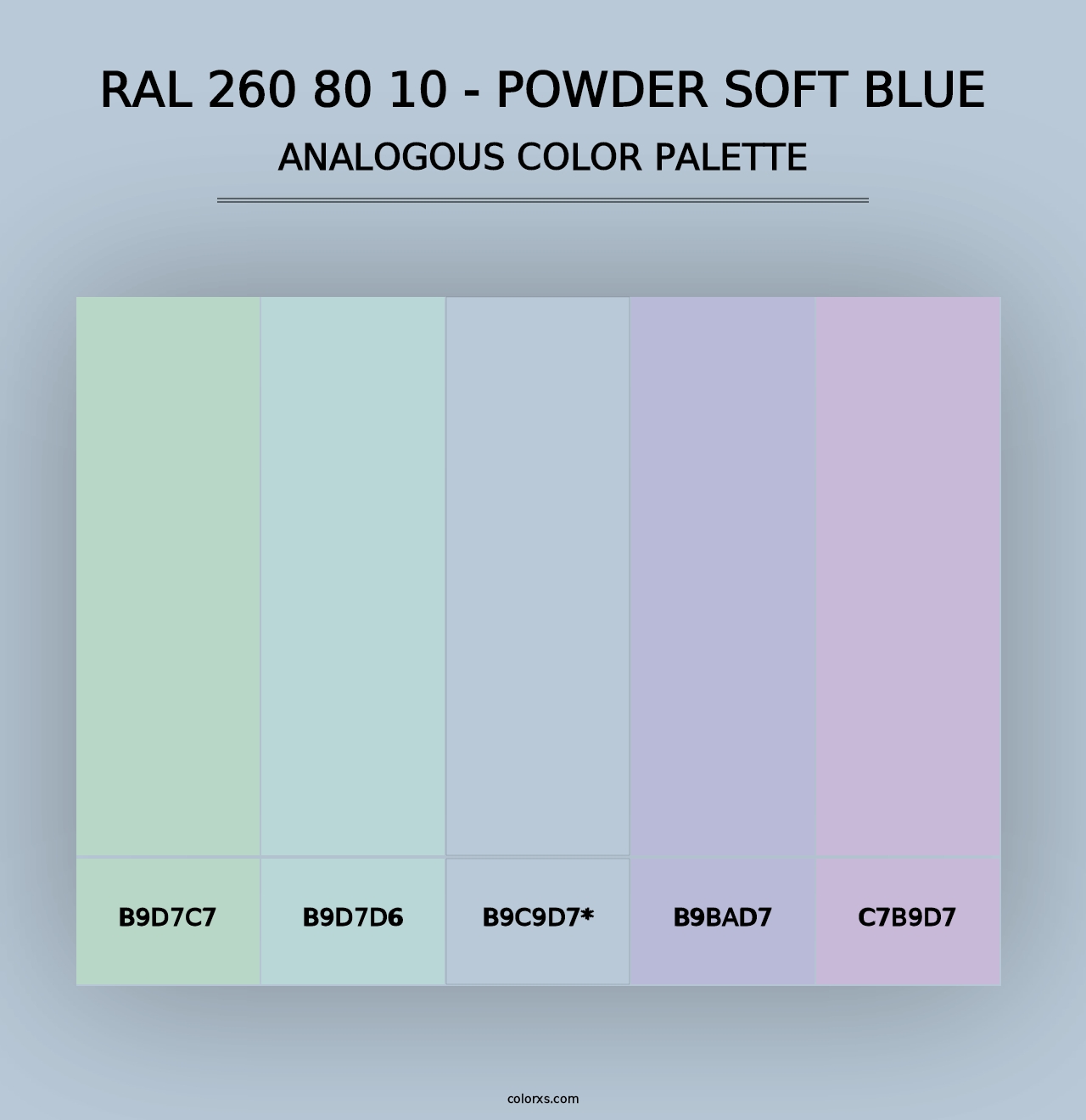 RAL 260 80 10 - Powder Soft Blue - Analogous Color Palette