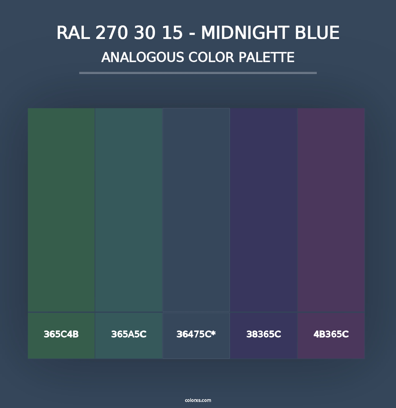 RAL 270 30 15 - Midnight Blue - Analogous Color Palette