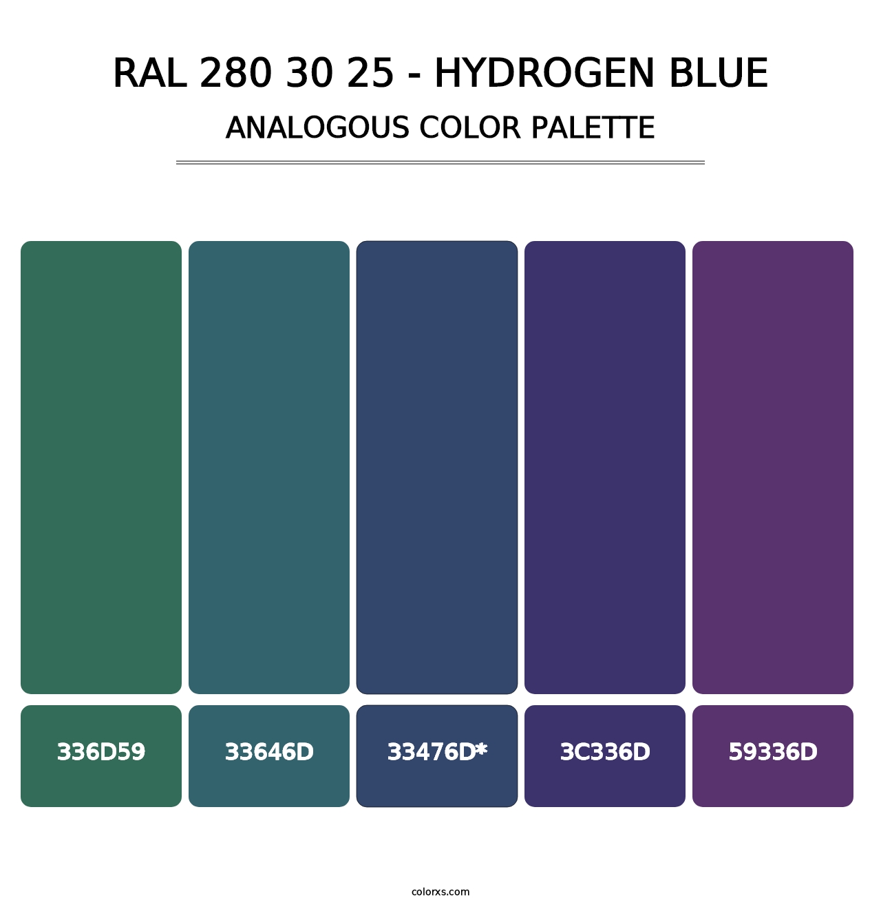 RAL 280 30 25 - Hydrogen Blue - Analogous Color Palette