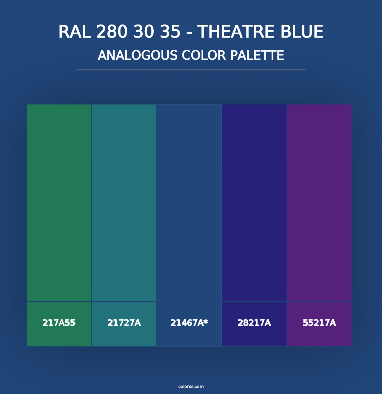 RAL 280 30 35 - Theatre Blue - Analogous Color Palette