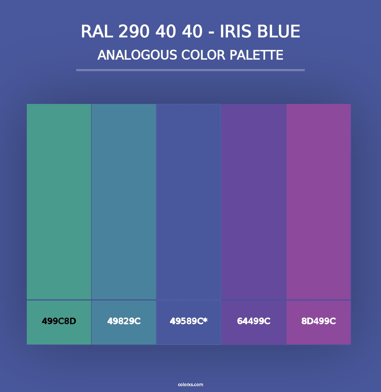 RAL 290 40 40 - Iris Blue - Analogous Color Palette