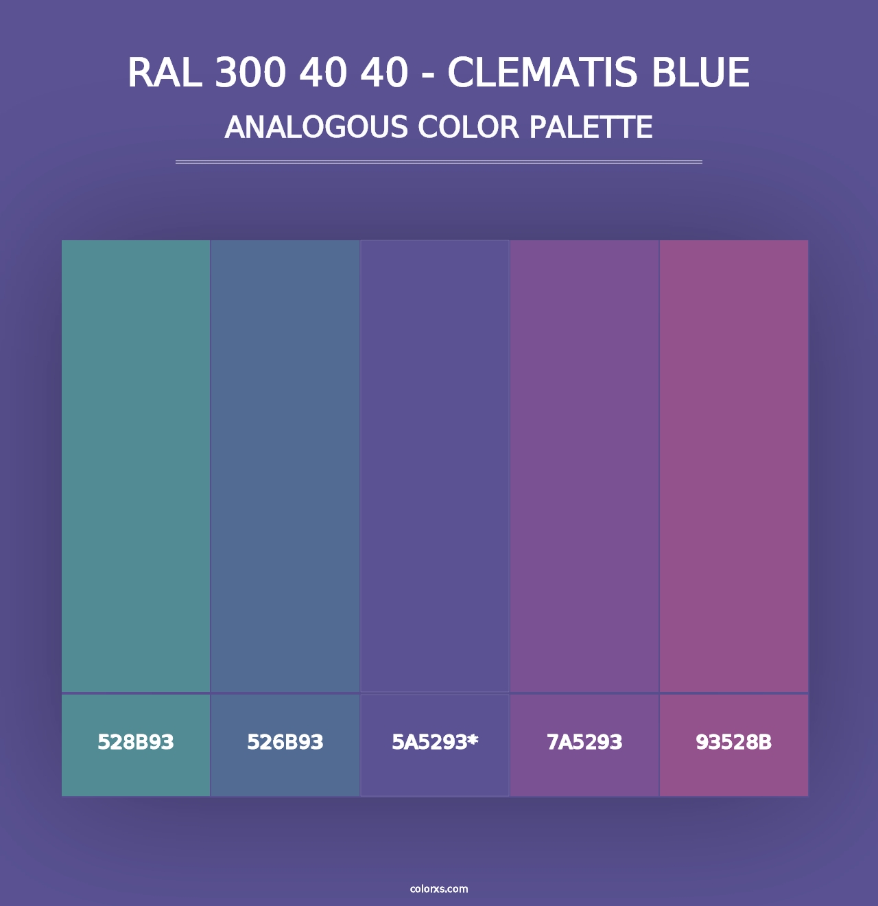 RAL 300 40 40 - Clematis Blue - Analogous Color Palette