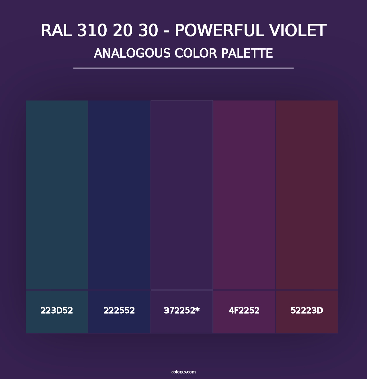 RAL 310 20 30 - Powerful Violet - Analogous Color Palette