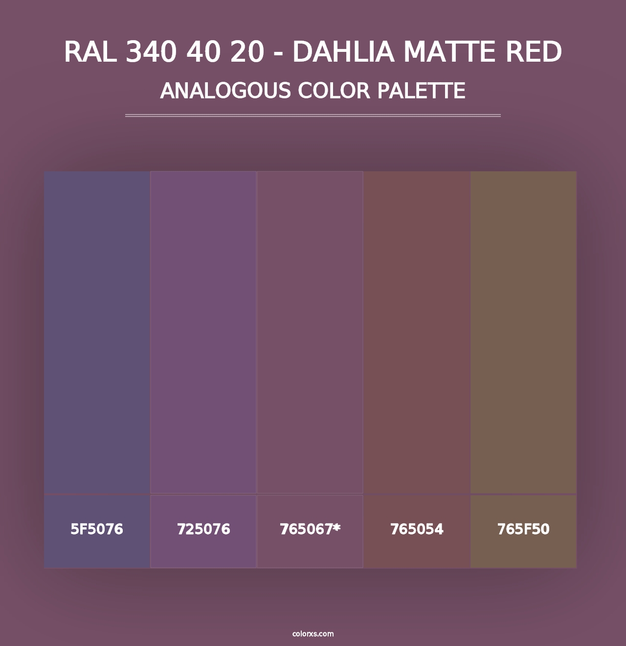 RAL 340 40 20 - Dahlia Matte Red - Analogous Color Palette