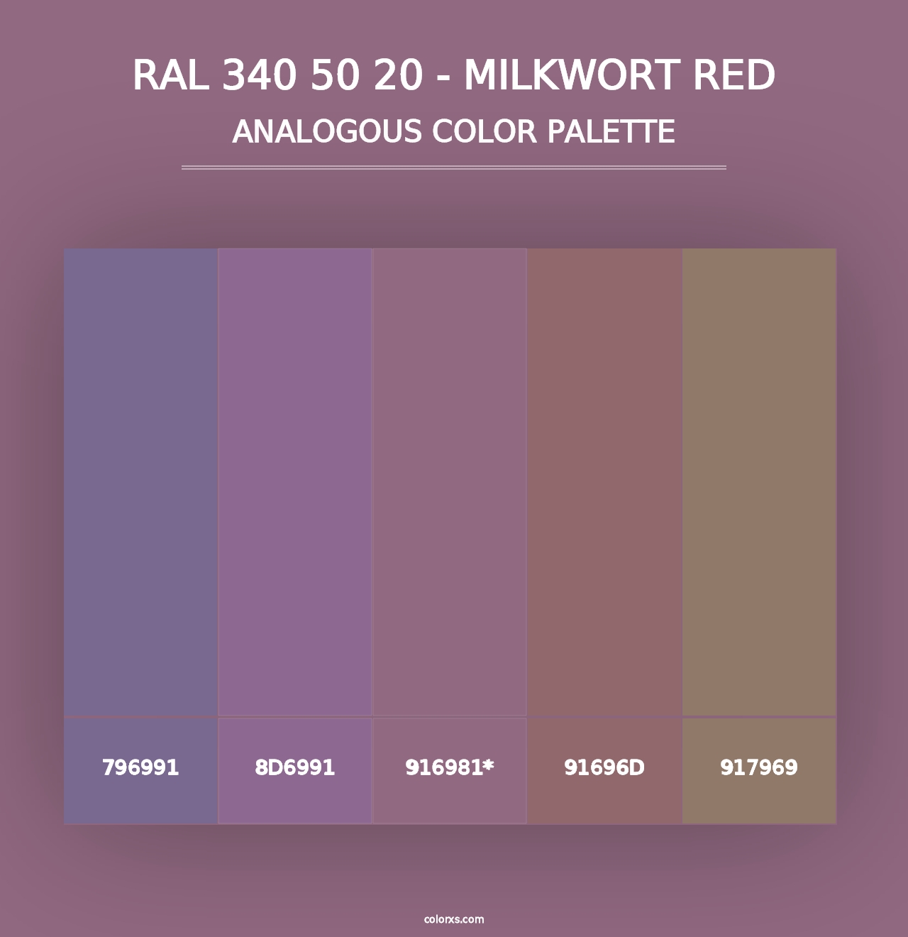 RAL 340 50 20 - Milkwort Red - Analogous Color Palette