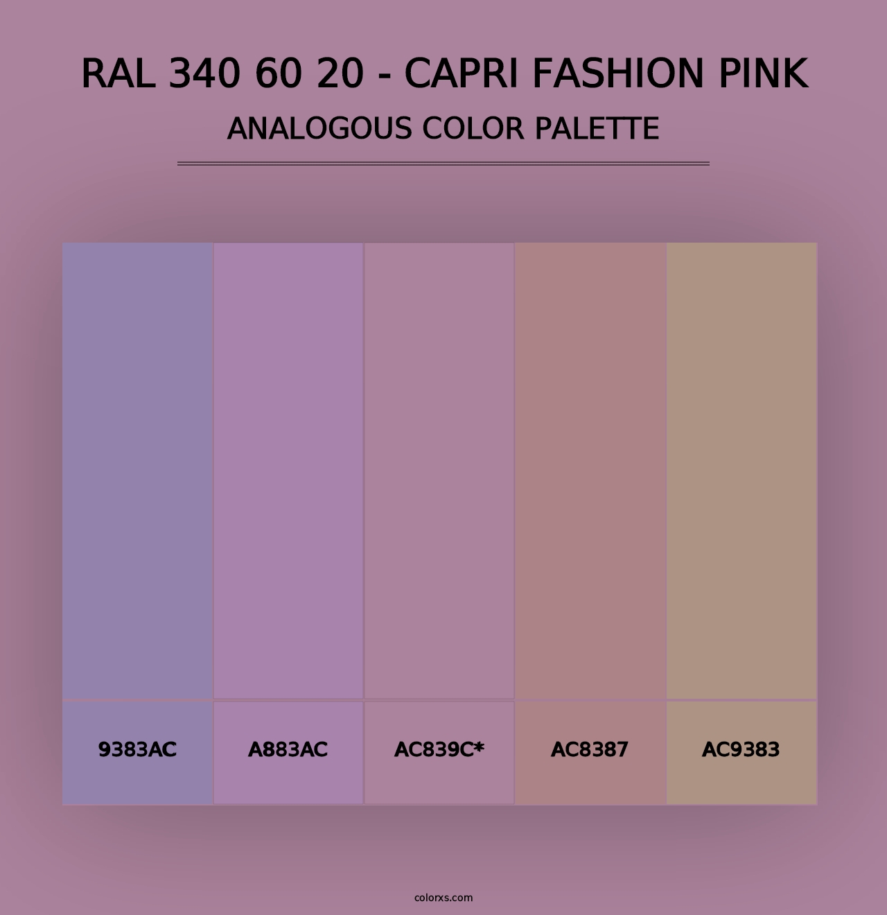 RAL 340 60 20 - Capri Fashion Pink - Analogous Color Palette