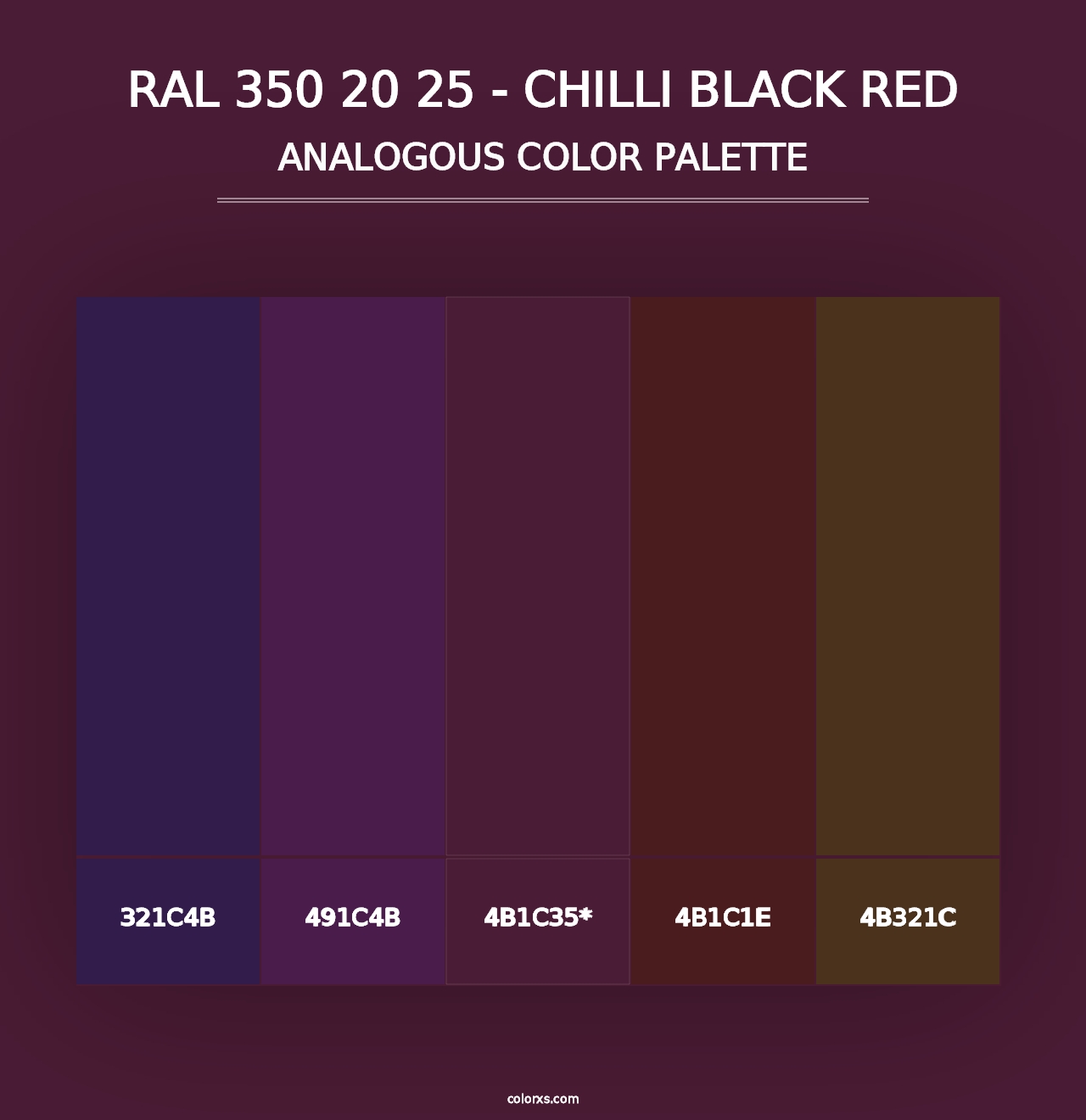 RAL 350 20 25 - Chilli Black Red - Analogous Color Palette