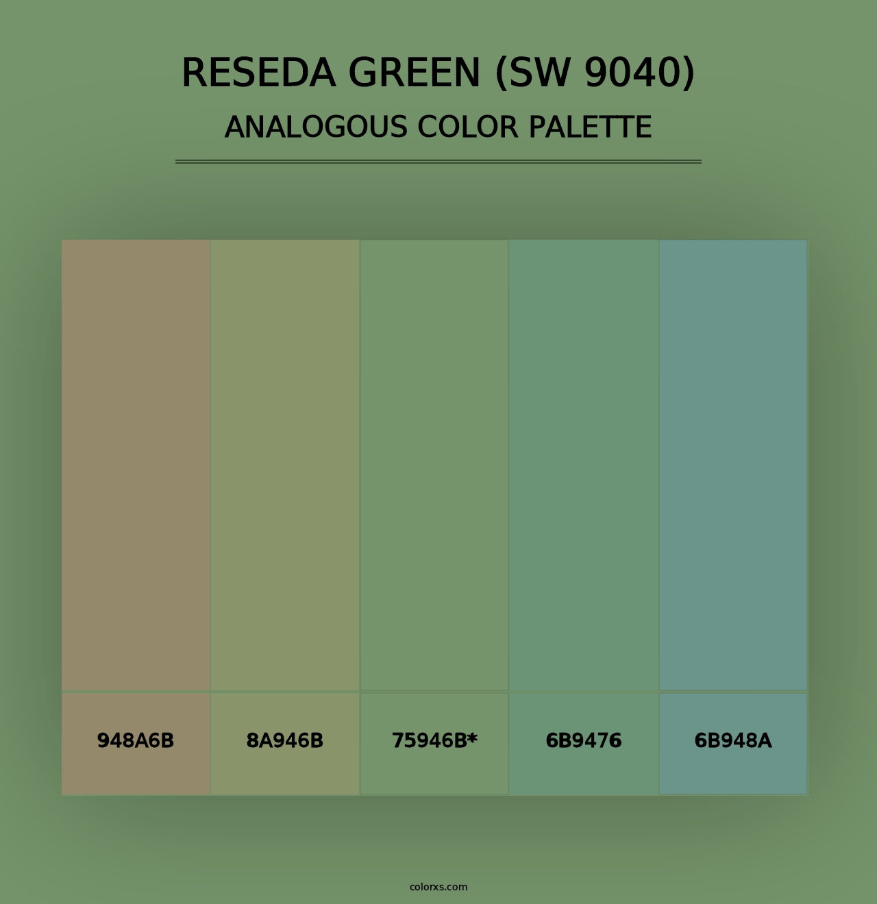 Reseda Green (SW 9040) - Analogous Color Palette