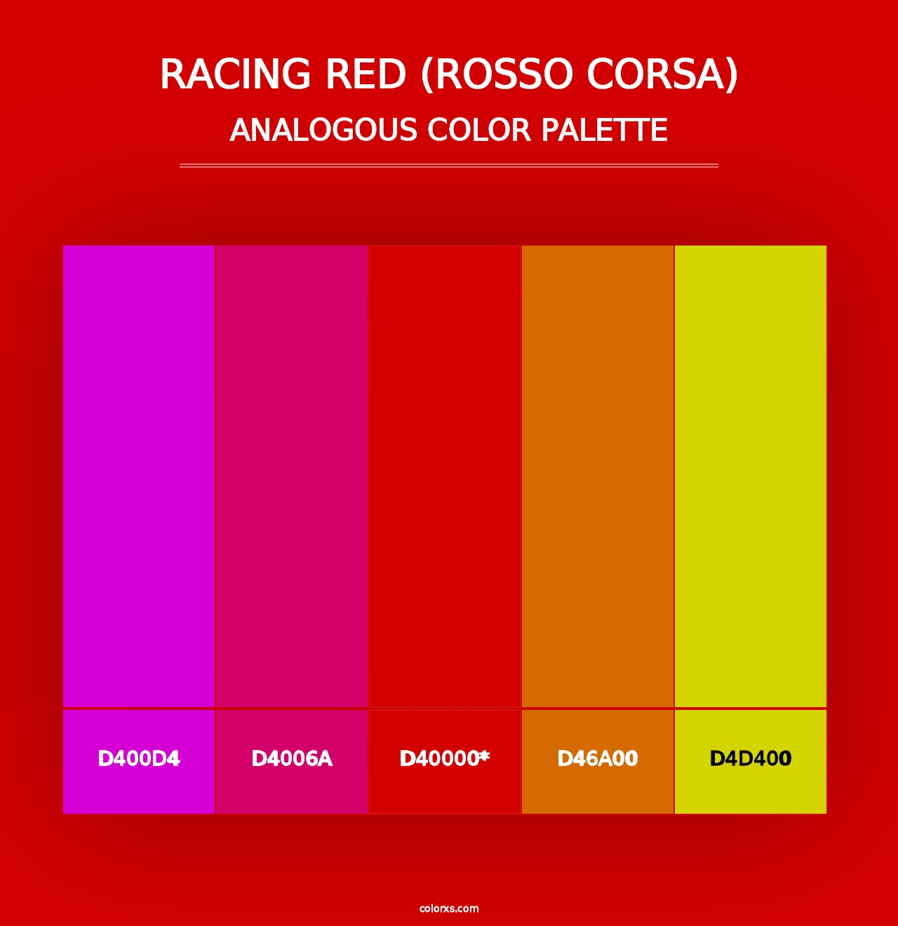 Racing Red (Rosso Corsa) - Analogous Color Palette