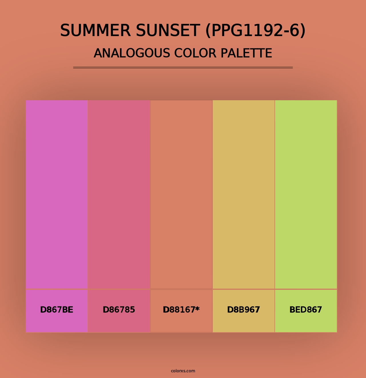 Summer Sunset (PPG1192-6) - Analogous Color Palette