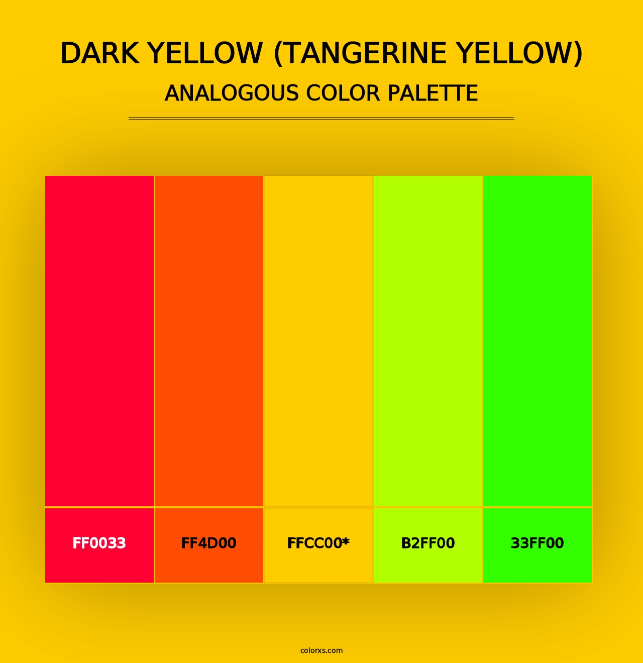 Dark Yellow (Tangerine Yellow) - Analogous Color Palette