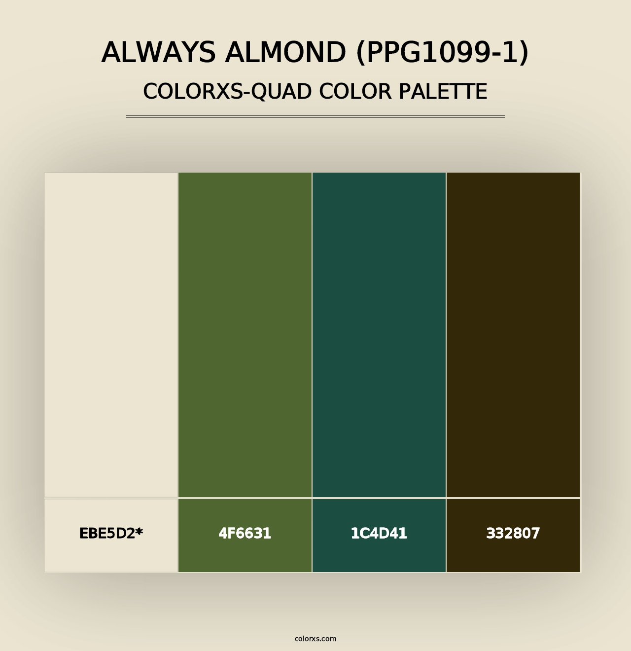 Always Almond (PPG1099-1) - Colorxs Quad Palette