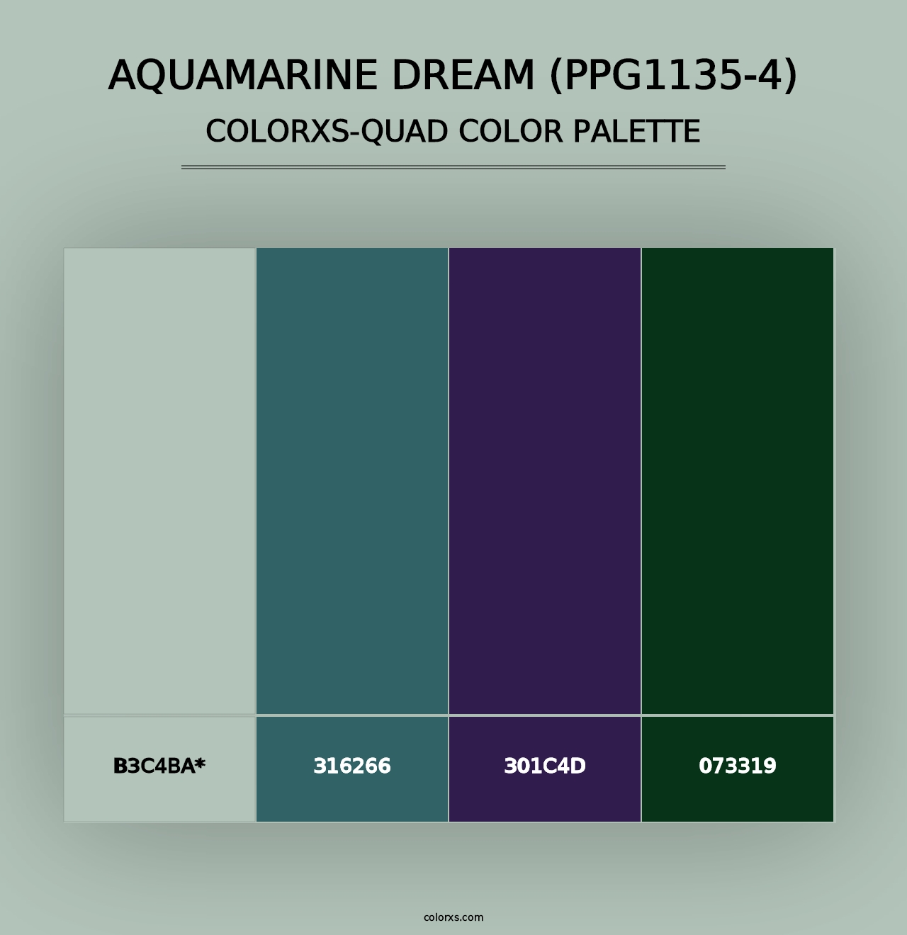 Aquamarine Dream (PPG1135-4) - Colorxs Quad Palette