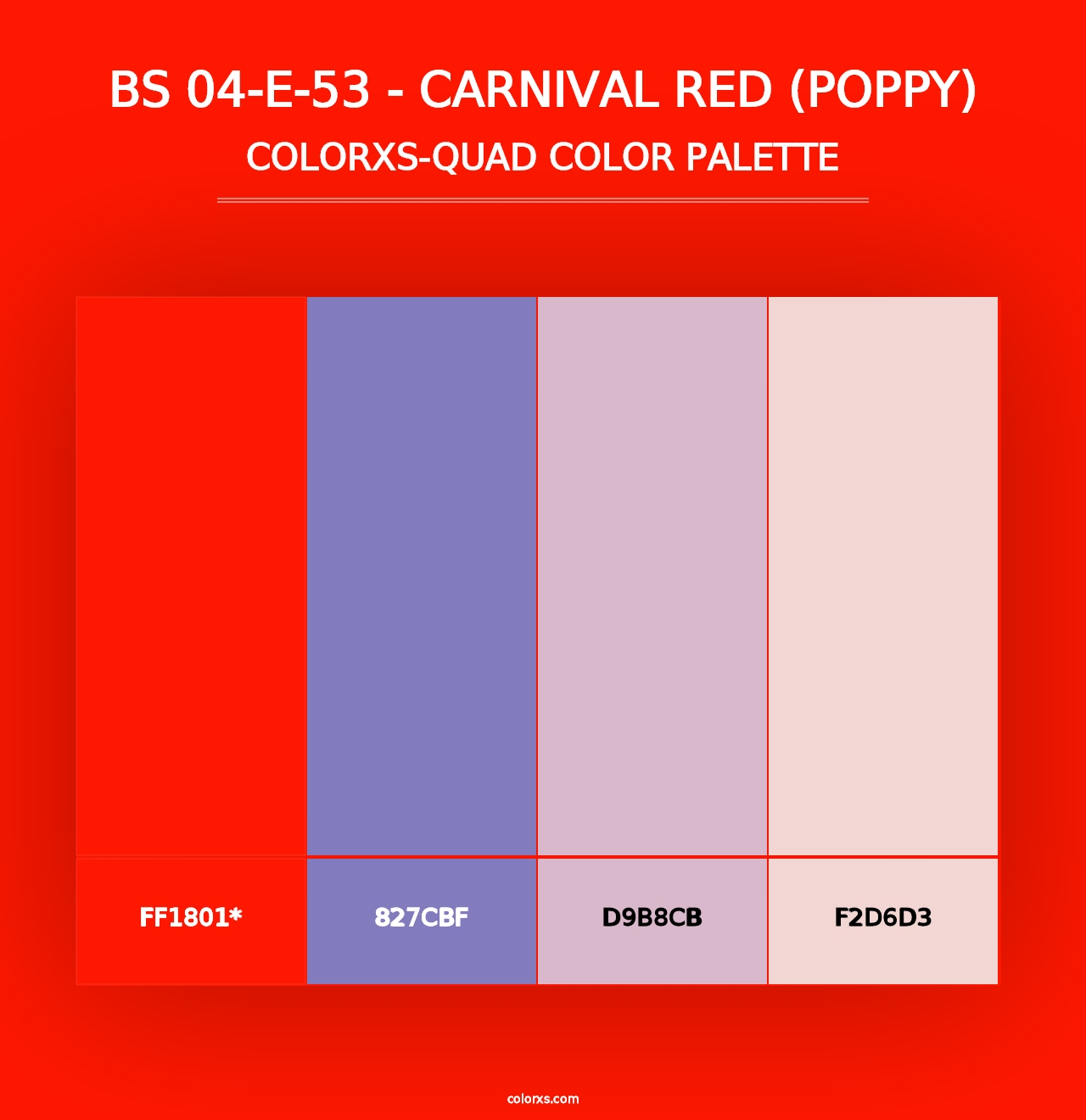 BS 04-E-53 - Carnival Red (Poppy) - Colorxs Quad Palette