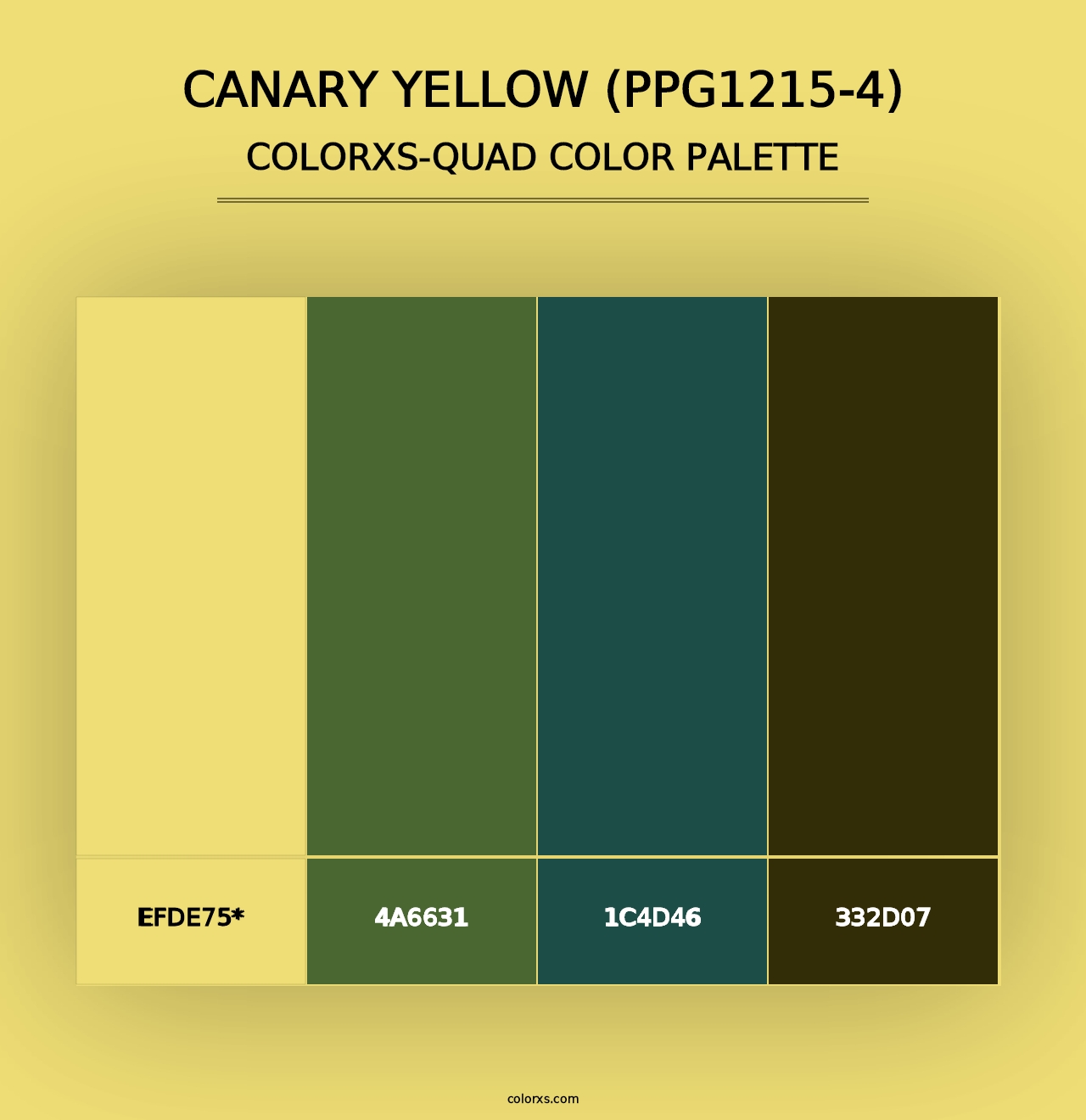 Canary Yellow (PPG1215-4) - Colorxs Quad Palette