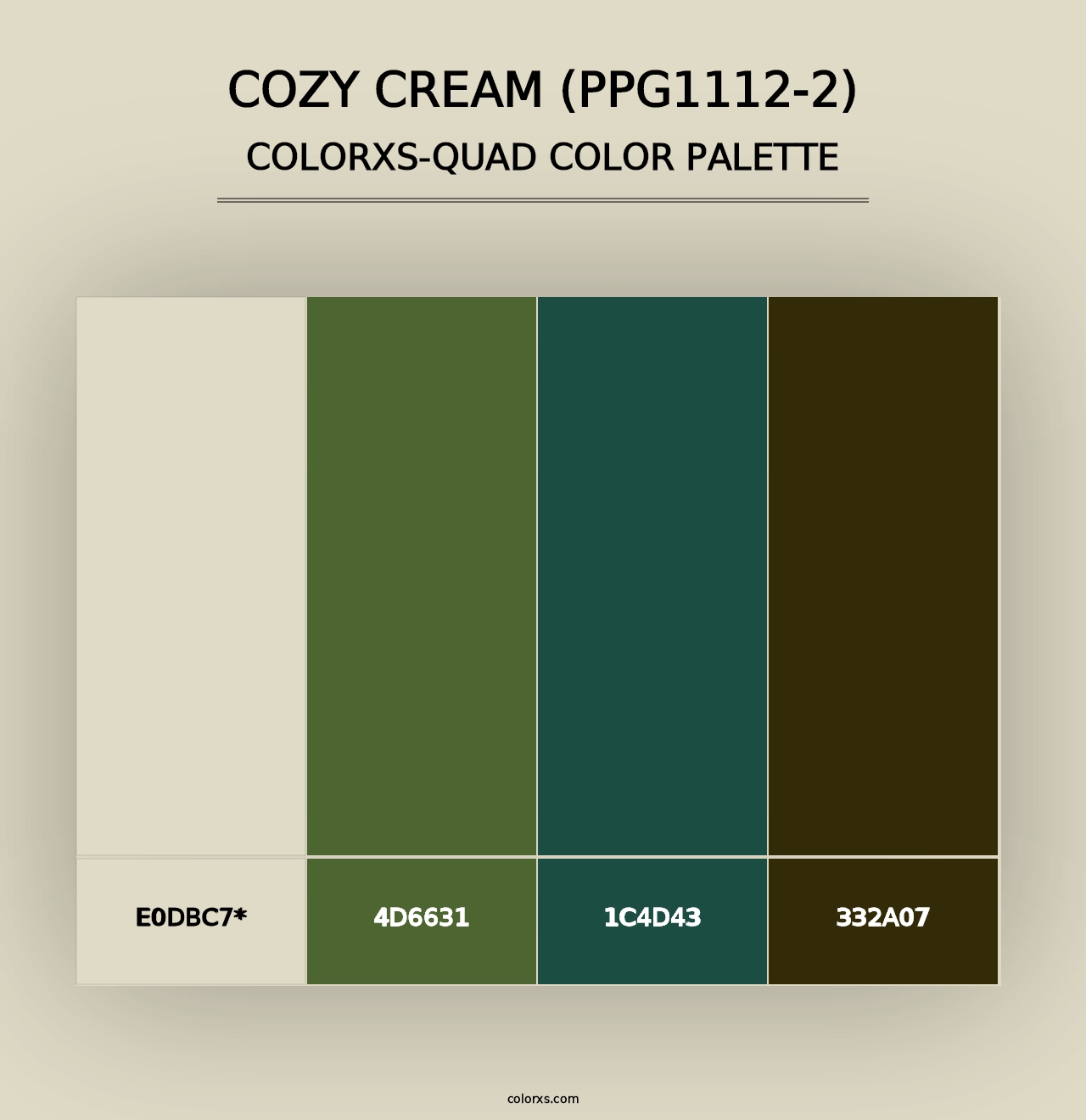 Cozy Cream (PPG1112-2) - Colorxs Quad Palette