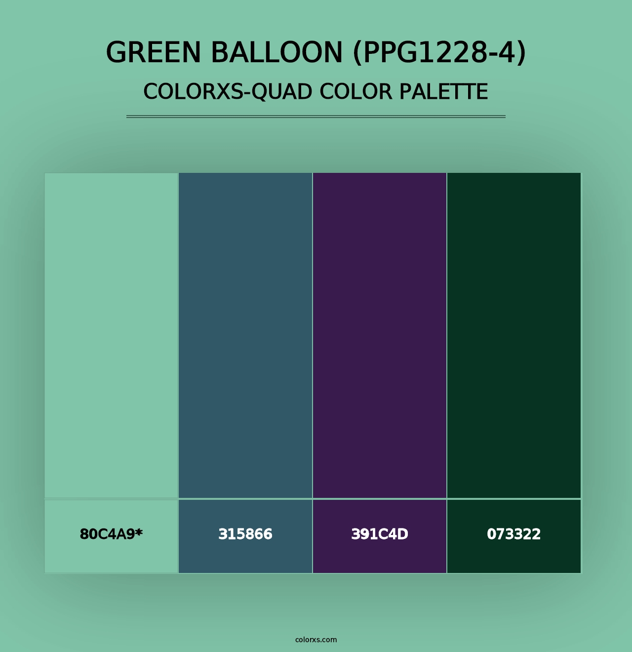 Green Balloon (PPG1228-4) - Colorxs Quad Palette