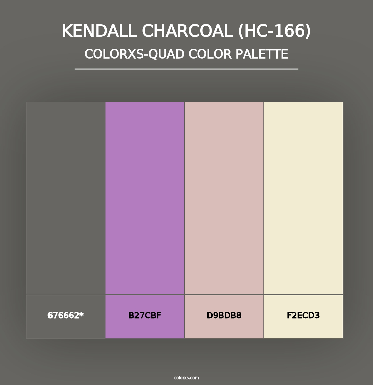 Kendall Charcoal (HC-166) - Colorxs Quad Palette