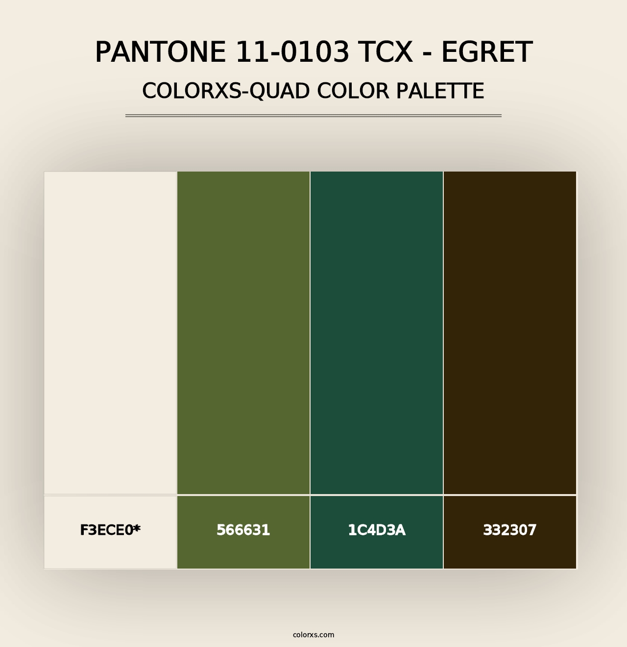 PANTONE 11-0103 TCX - Egret - Colorxs Quad Palette