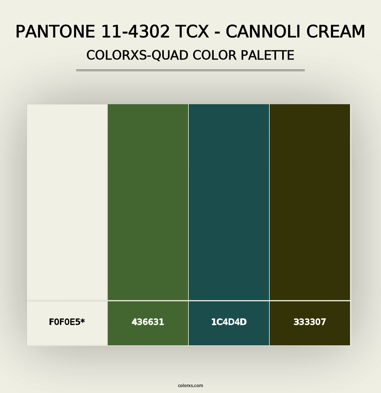 PANTONE 11-4302 TCX - Cannoli Cream - Colorxs Quad Palette