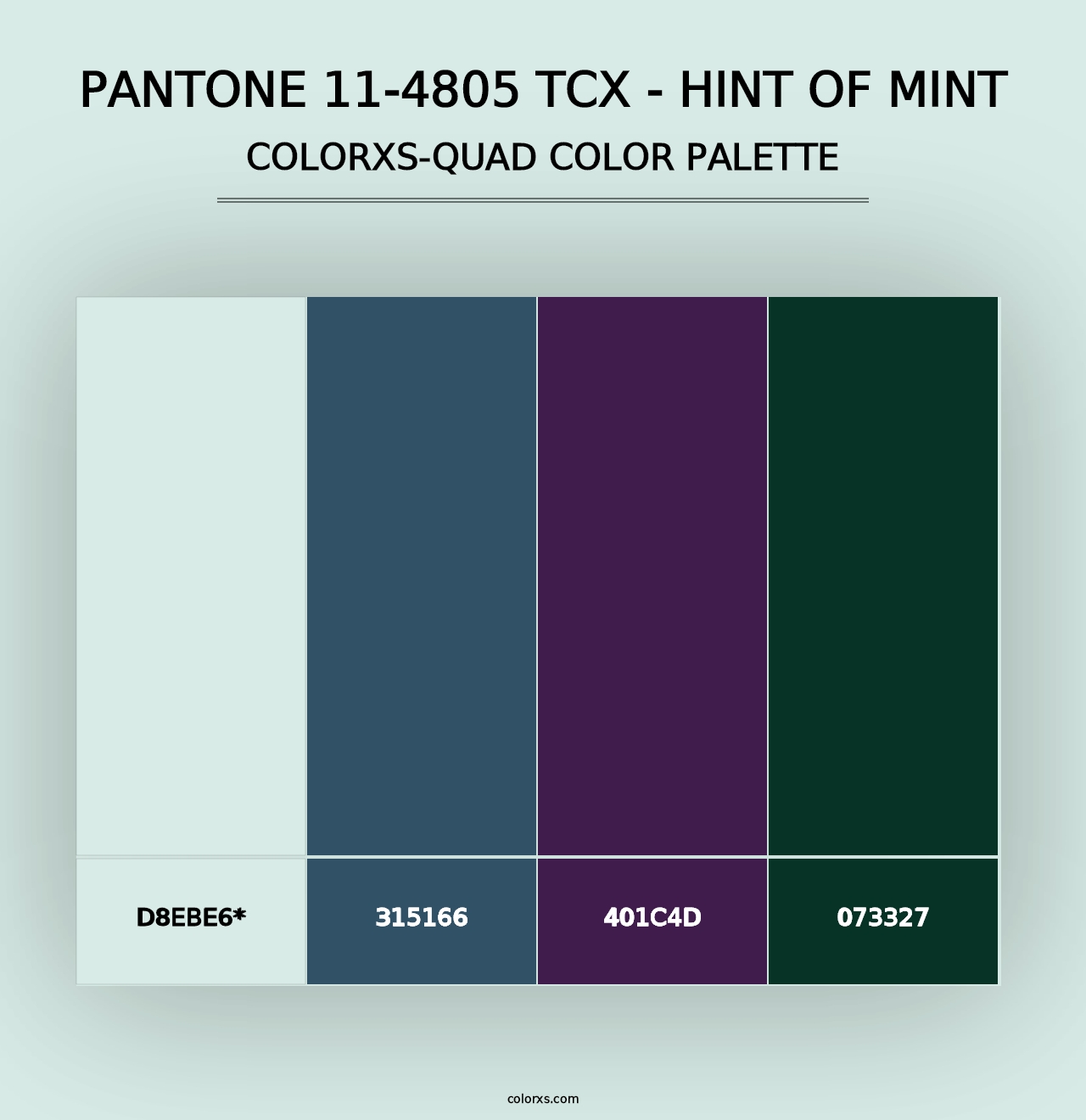 PANTONE 11-4805 TCX - Hint of Mint - Colorxs Quad Palette