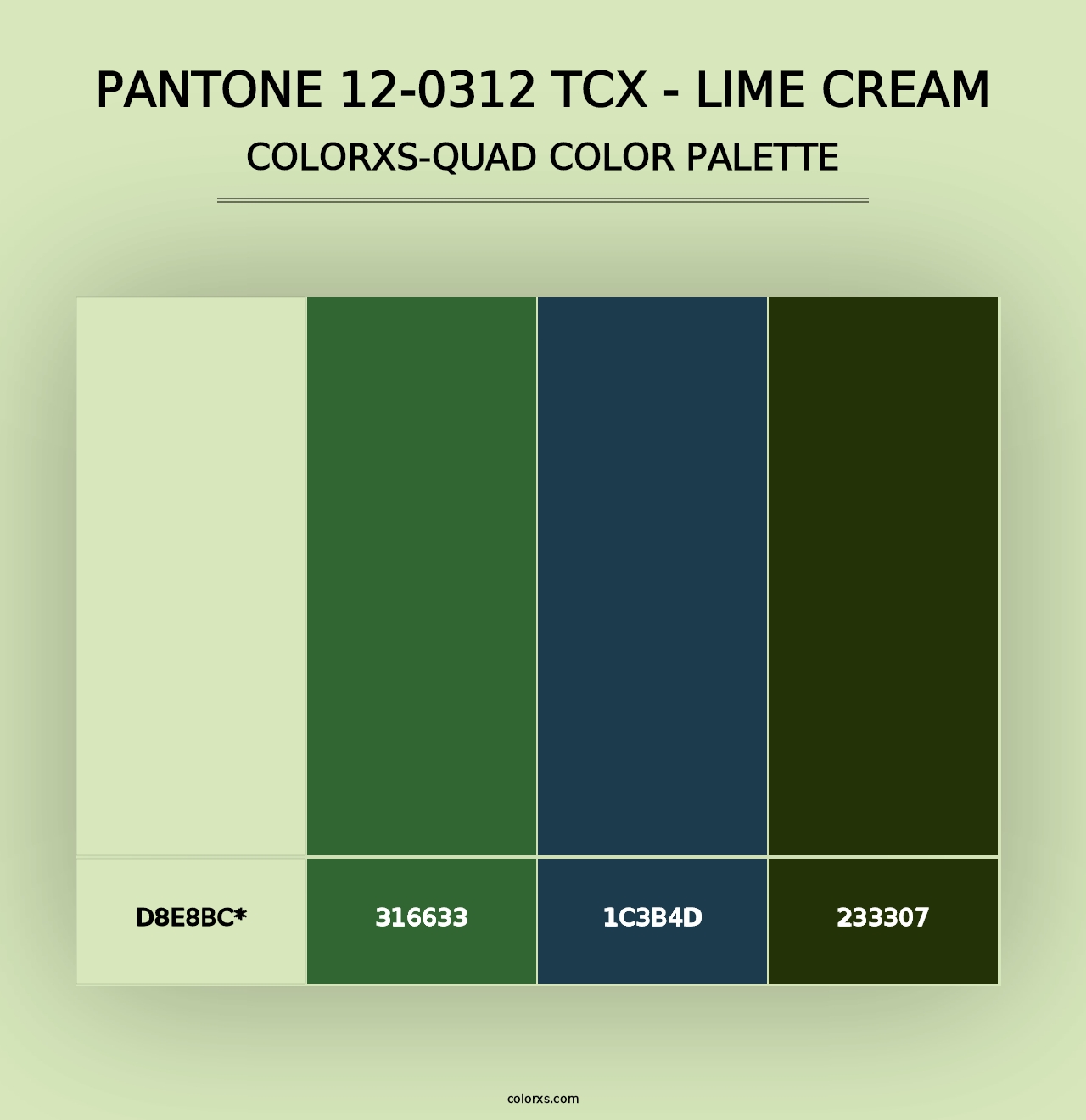 PANTONE 12-0312 TCX - Lime Cream - Colorxs Quad Palette