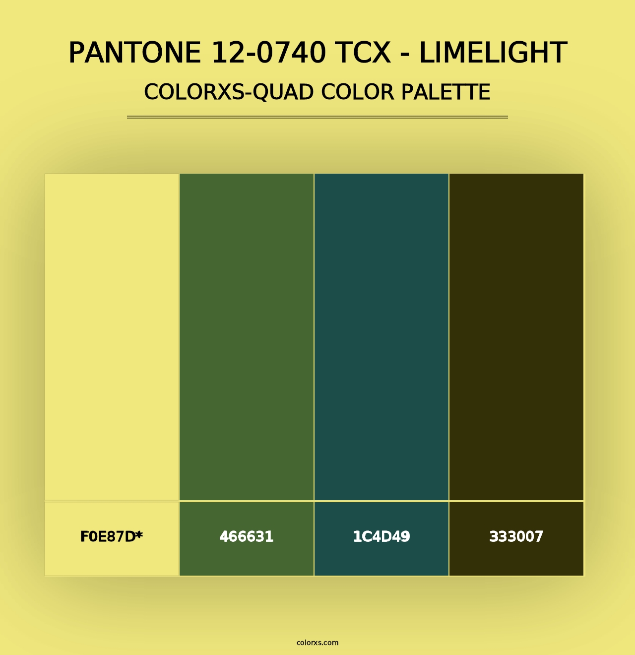 PANTONE 12-0740 TCX - Limelight - Colorxs Quad Palette