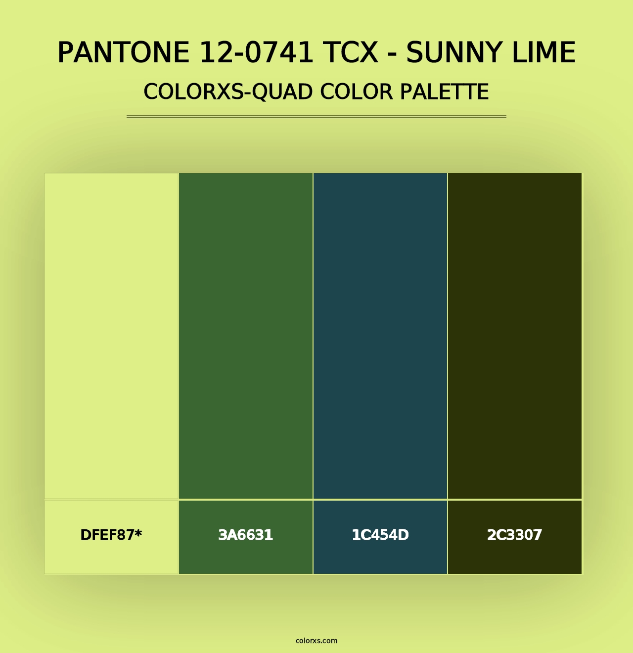 PANTONE 12-0741 TCX - Sunny Lime - Colorxs Quad Palette