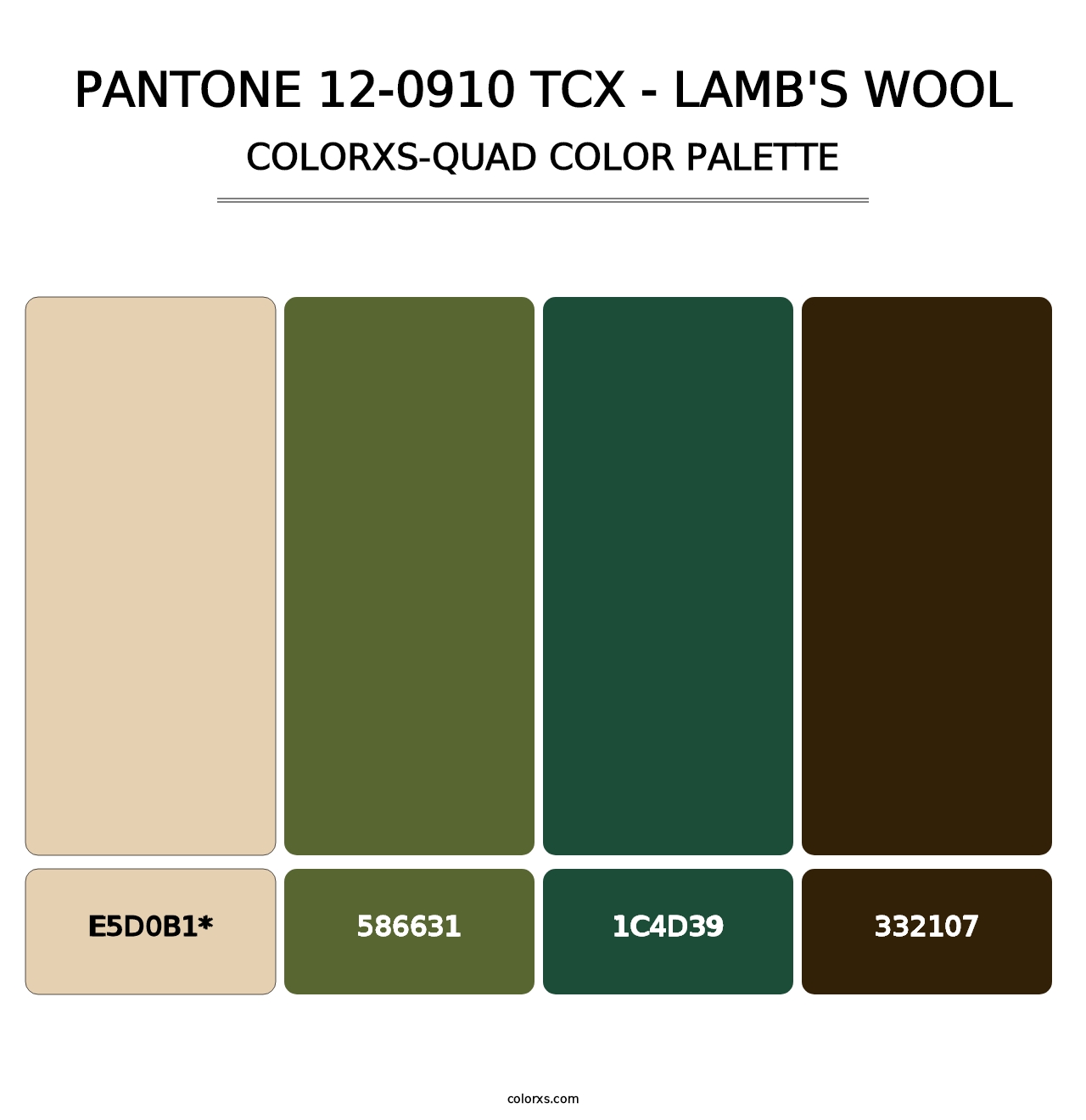 PANTONE 12-0910 TCX - Lamb's Wool - Colorxs Quad Palette