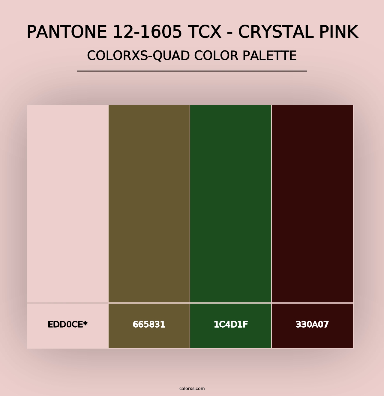 PANTONE 12-1605 TCX - Crystal Pink - Colorxs Quad Palette