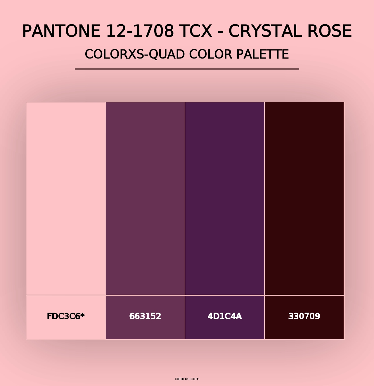 PANTONE 12-1708 TCX - Crystal Rose - Colorxs Quad Palette