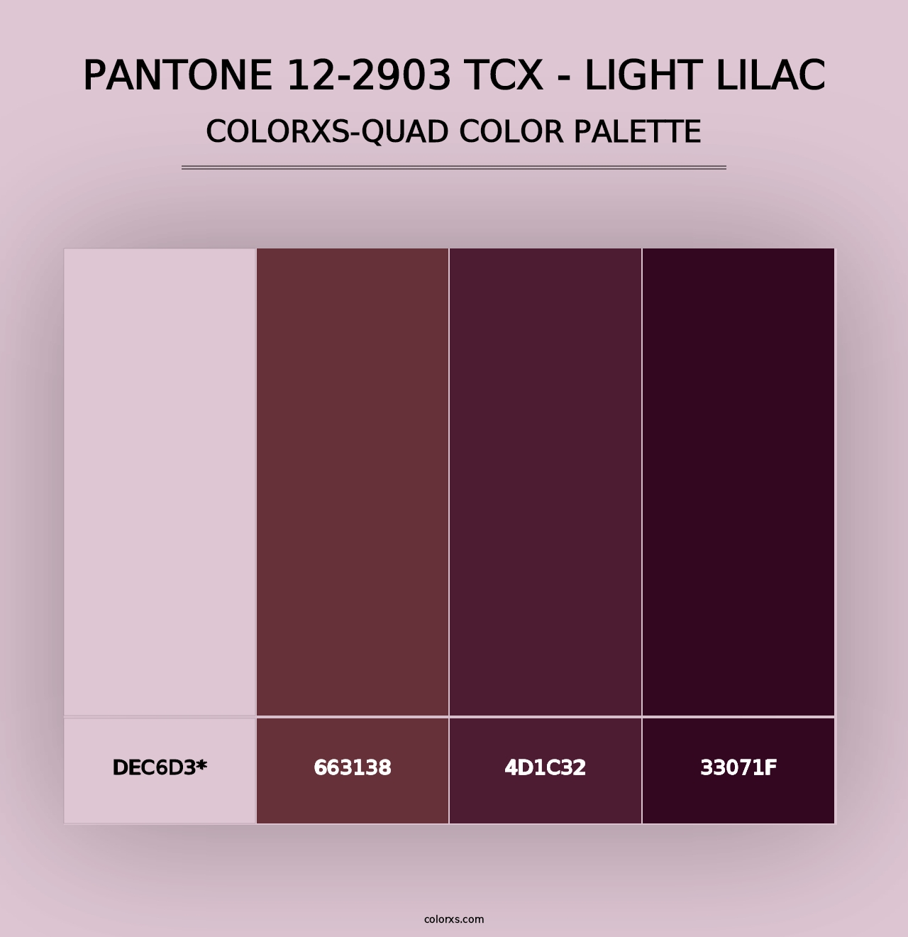 PANTONE 12-2903 TCX - Light Lilac - Colorxs Quad Palette