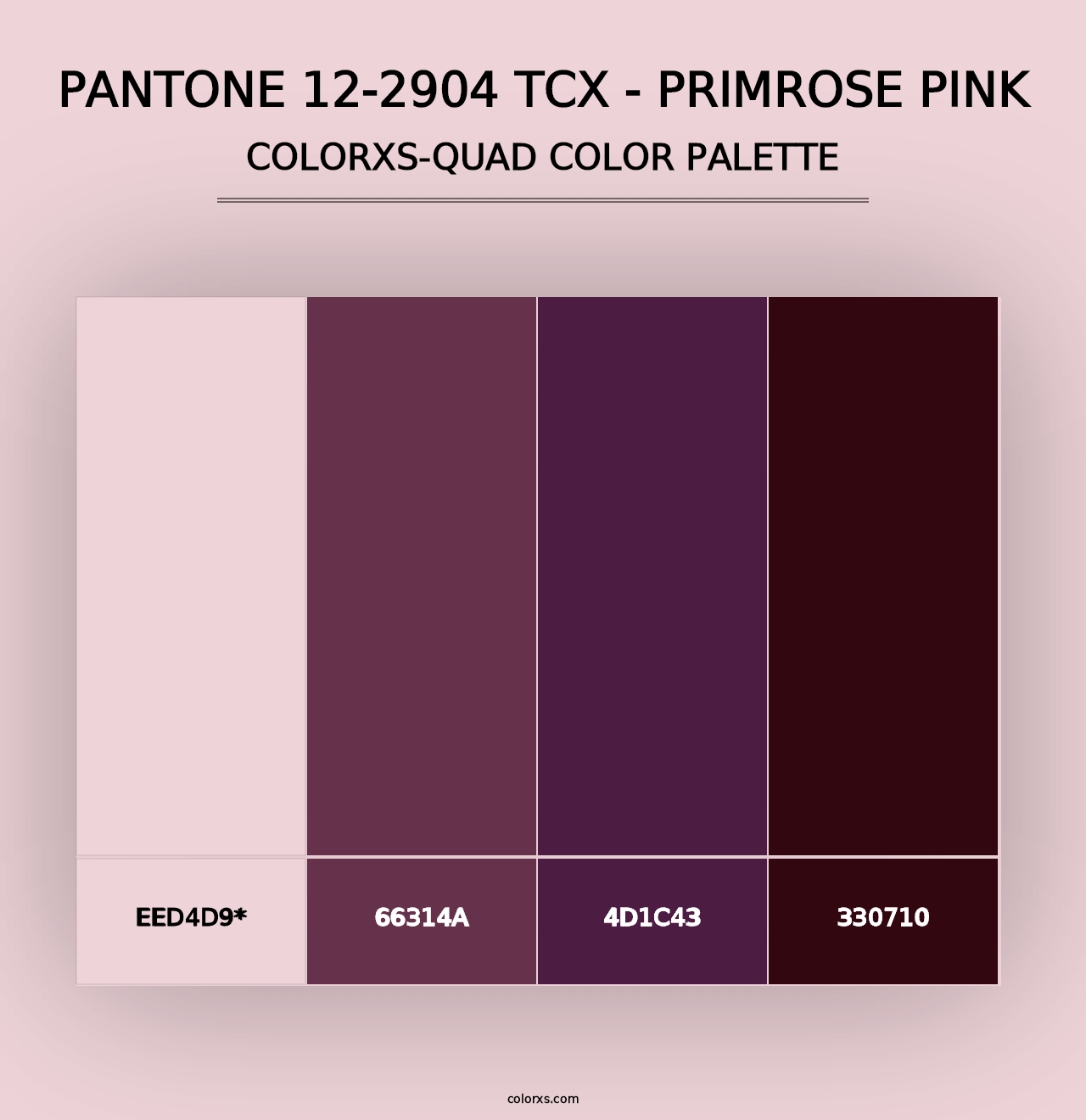 PANTONE 12-2904 TCX - Primrose Pink - Colorxs Quad Palette