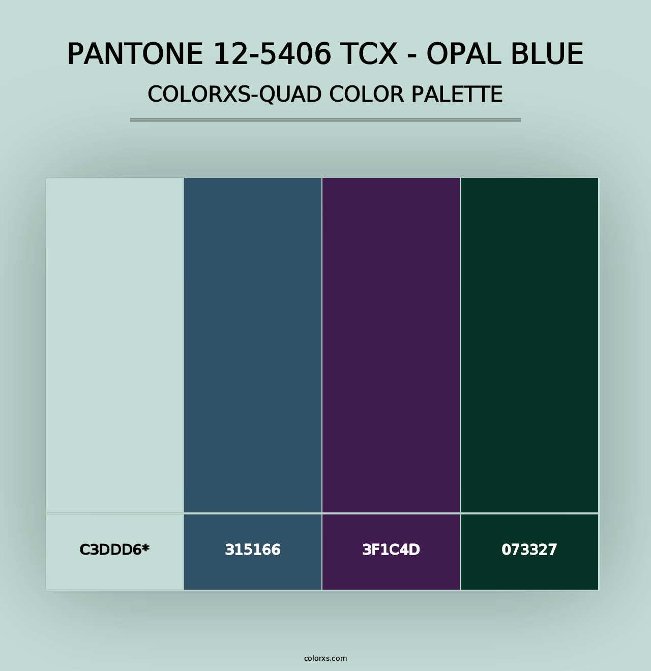 PANTONE 12-5406 TCX - Opal Blue - Colorxs Quad Palette