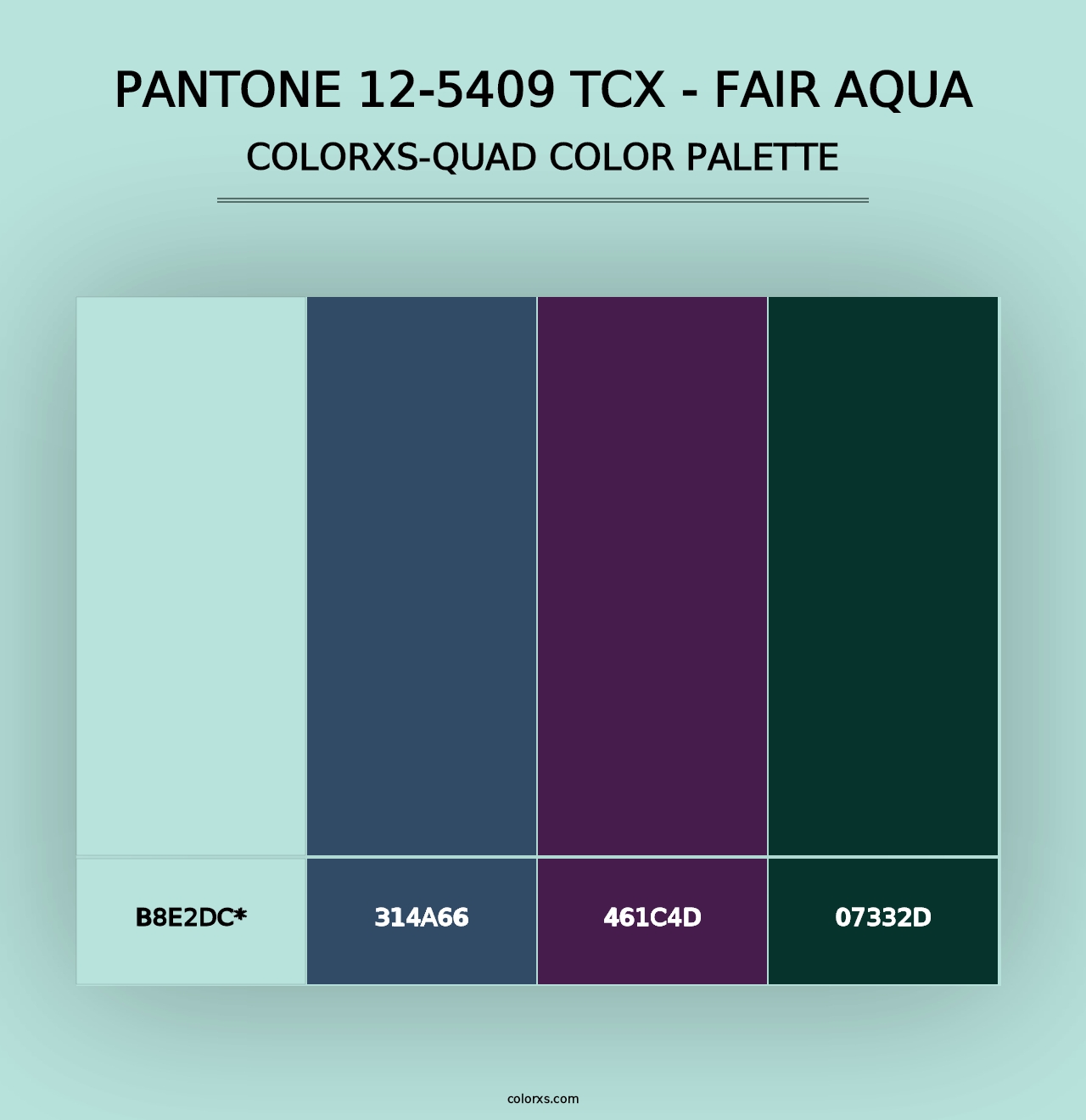 PANTONE 12-5409 TCX - Fair Aqua - Colorxs Quad Palette