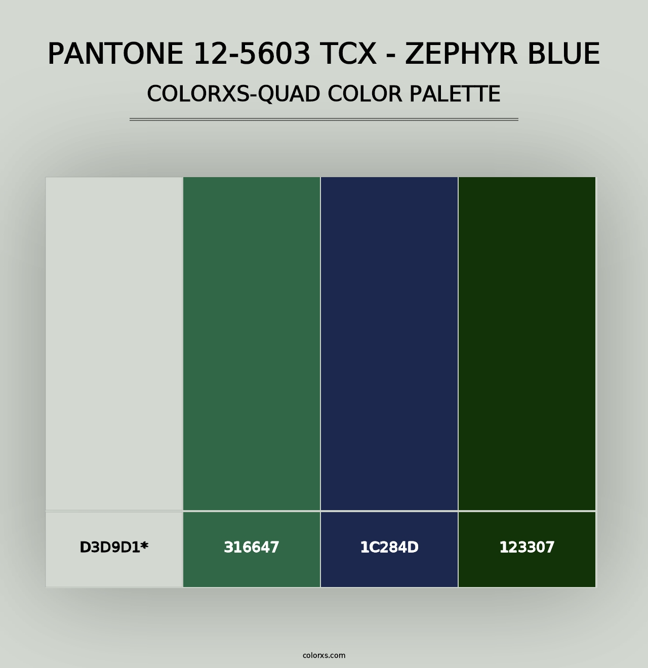 PANTONE 12-5603 TCX - Zephyr Blue - Colorxs Quad Palette